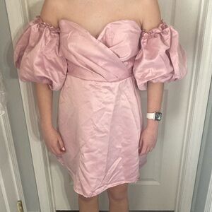 Elegant Pink Bubble sleeve Dress